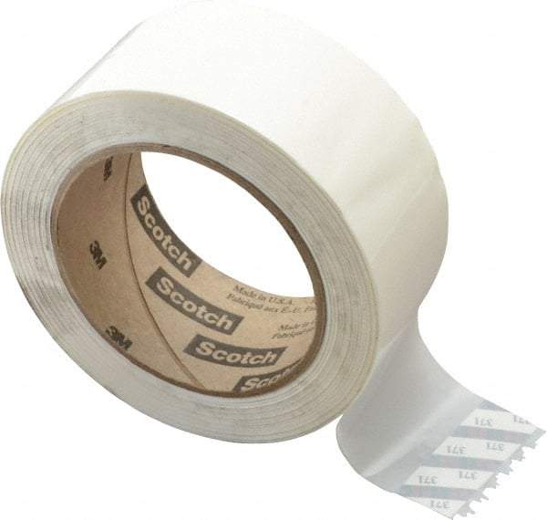 3M - 2" x 110 Yd White Rubber Adhesive Sealing Tape - Polypropylene Film Backing, 1.9 mil Thick, 44 Lb Tensile Strength, Series 371 - Exact Tool & Supply