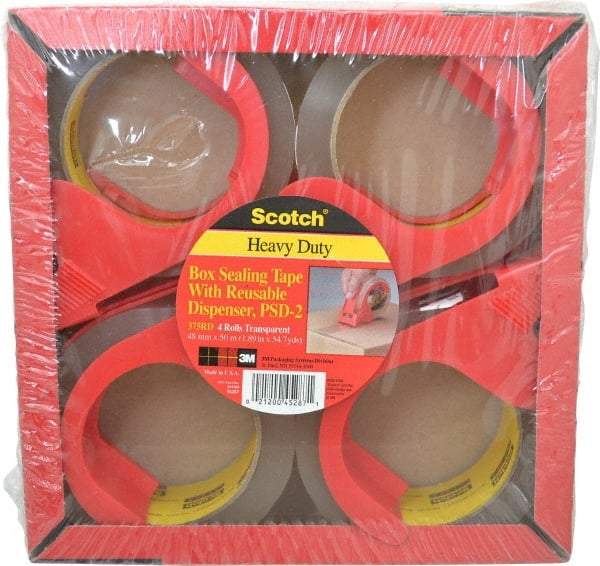 3M - 2" x 55 Yd Clear Rubber Adhesive Sealing Tape - Polypropylene Film Backing, 3.1 mil Thick, 35 Lb Tensile Strength, Series PSD2 - Exact Tool & Supply