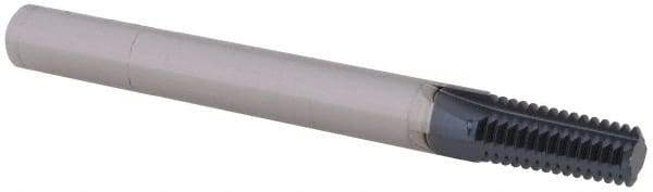 Scientific Cutting Tools - 1/16-27, 1/8-27 Thread, 1/4" Shank Diam, AlTiN+ Coating, Solid Carbide Straight Flute Thread Mill - 4 Flutes, 2-1/2" OAL, 1/16" Min Noml Diameter - Exact Tool & Supply