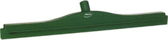 Vikan - 24" Rubber Blade Floor Squeegee - Double Edge, Green, Plastic Holder - Exact Tool & Supply