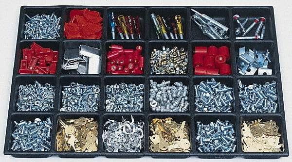Kennedy - Tool Box Durable ABS Plastic Organizer - 25" Wide x 18-1/2" Deep x 2" High, Black, For 29" Wide Roller Cabinets - Exact Tool & Supply