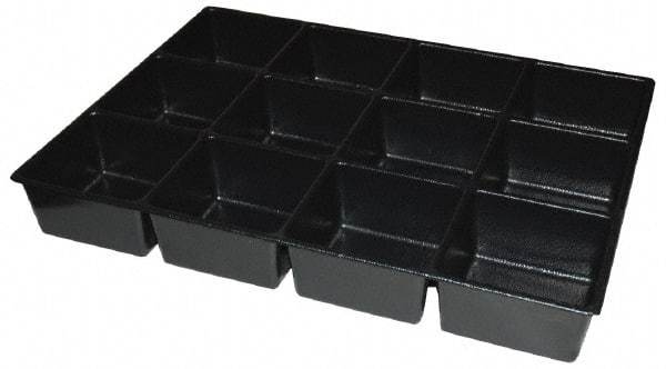 Kennedy - Tool Box Durable ABS Plastic Organizer - 23" Wide x 16-1/2" Deep x 4" High, Black, For 27" Wide Roller Cabinets - Exact Tool & Supply