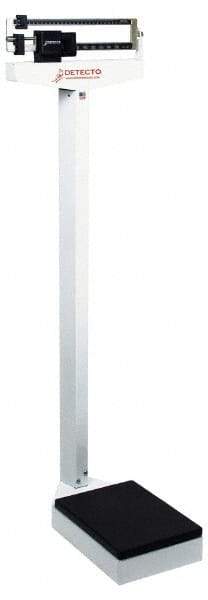 Detecto - Mechanical Beam Display, 350 Lb. Capacity, Eye-Level Mechanical Beam Scale with Height Rod - 4 Ounce/100g Graduation, 59" High, 14-1/2" Platform Length x 10-1/2" Width - Exact Tool & Supply