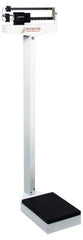 Detecto - Mechanical Beam Display, 350 Lb. Capacity, Eye-Level Mechanical Beam Scale with Height Rod - 4 Ounce/100g Graduation, 59" High, 14-1/2" Platform Length x 10-1/2" Width - Exact Tool & Supply