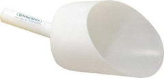 Bel-Art - 64 oz White Polyethylene Round Bottom Scoop - 6" Wide x 6" Deep Bowl, 5" Handle Length, 13" OAL - Exact Tool & Supply