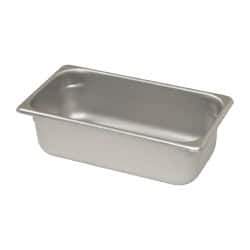 VOLLRATH - Rectangular, Chrome Stainless Steel Food Pan - 4" High x 6.9" Wide x 12.8" Long - Exact Tool & Supply