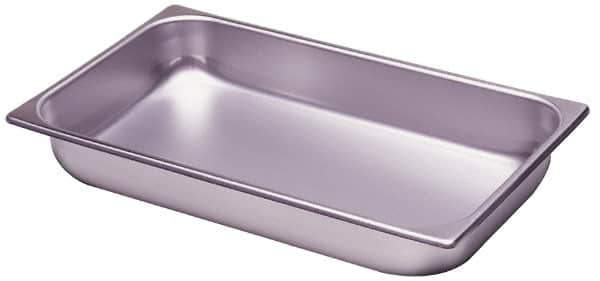 VOLLRATH - Rectangular, Chrome Stainless Steel Food Pan - 2-1/2" High x 12.8" Wide x 20.8" Long - Exact Tool & Supply