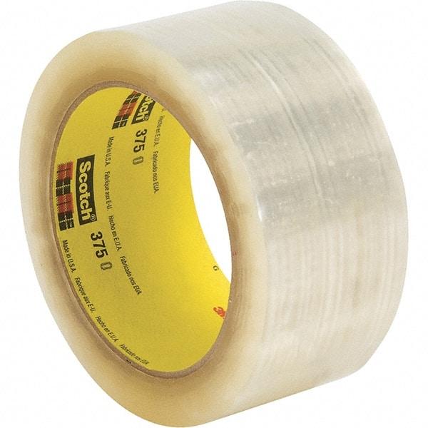3M - 2" x 55 Yd Clear Rubber Adhesive Sealing Tape - Polypropylene Film Backing, 3.1 mil Thick, 70 Lb Tensile Strength, Series 375 - Exact Tool & Supply