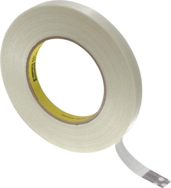 3M - 1/2" x 60 Yd Clear Rubber Adhesive Packaging Tape - Polypropylene Film Backing, 6.6 mil Thick, 380 Lb Tensile Strength, Series 8981 - Exact Tool & Supply