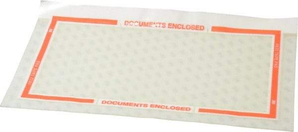 3M - 1,000 Piece, 10" Long x 6" Wide, Sheet - Documents Enclosed, Clear with Orange Border - Exact Tool & Supply