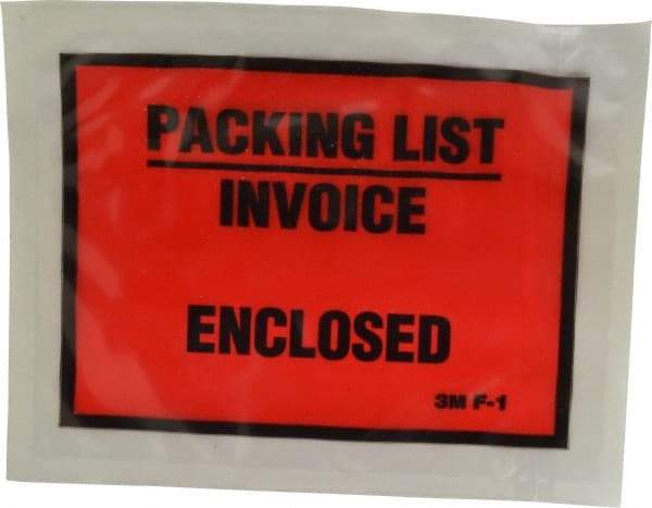 3M - 1,000 Piece, 5-1/2" Long x 4-1/2" Wide, Envelope - Packing List/Invoice Enclosed, Orange Full Faced - Exact Tool & Supply
