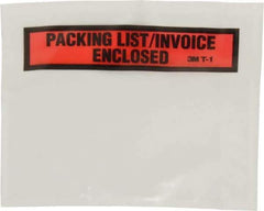 3M - 1,000 Piece, 5-1/2" Long x 4-1/2" Wide, Envelope - Packing List/Invoice Enclosed, Orange Top Border - Exact Tool & Supply