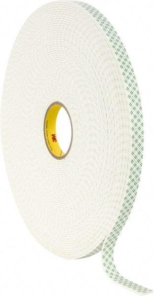 3M - 3/4" x 36 Yd Acrylic Adhesive Double Sided Tape - 1/8" Thick, Off-White, Urethane Foam Liner, Continuous Roll, Series 4008 - Exact Tool & Supply