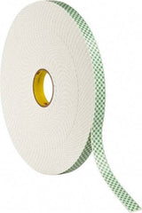 3M - 1" x 36 Yd Acrylic Adhesive Double Sided Tape - 1/8" Thick, Off-White, Urethane Foam Liner, Continuous Roll, Series 4008 - Exact Tool & Supply