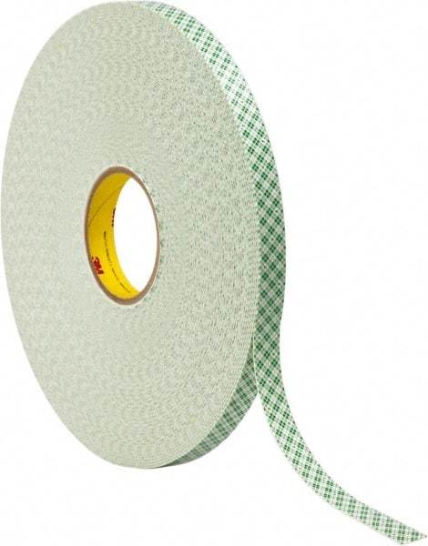 3M - 3/4" x 72 Yd Acrylic Adhesive Double Sided Tape - 1/32" Thick, Off-White, Urethane Foam Liner, Continuous Roll, Series 4032 - Exact Tool & Supply
