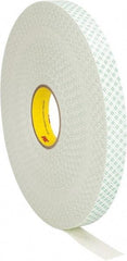 3M - 1" x 72 Yd Acrylic Adhesive Double Sided Tape - 1/32" Thick, Off-White, Urethane Foam Liner, Continuous Roll, Series 4032 - Exact Tool & Supply