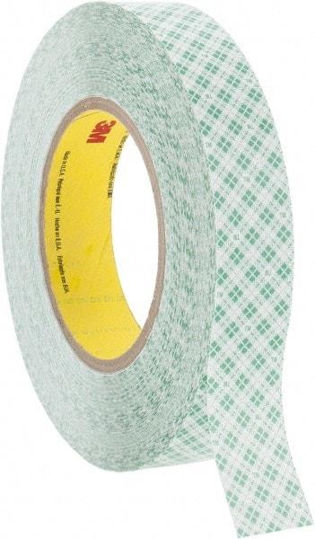 3M - 1" x 36 Yd Rubber Adhesive Double Sided Tape - 9 mil Thick, White, Polyethylene Film Liner, Continuous Roll, Series 9589 - Exact Tool & Supply