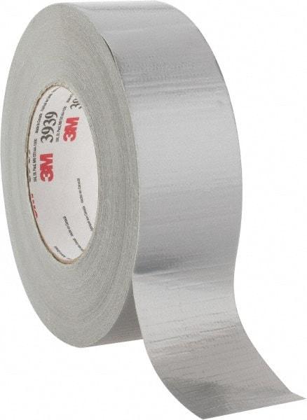 3M - 2" x 55m Silver Duct Tape - 9 mil, Rubber Adhesive, Polyethylene Film Backing, 25 Lb/ln Tensile Strength, 200°F Max, Series 3939 - Exact Tool & Supply