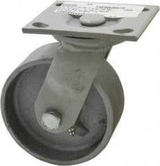 Fairbanks - 5" Diam x 2" Wide, Semi-Steel Swivel Caster - 1,000 Lb Capacity, Top Plate Mount, 4" x 4-1/2" Plate, Plain Bearing - Exact Tool & Supply