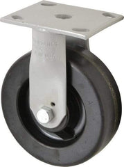 Fairbanks - 6" Diam x 2" Wide, Phenolic Rigid Caster - 1,200 Lb Capacity, Top Plate Mount, 4" x 4-1/2" Plate, Plain Bearing - Exact Tool & Supply