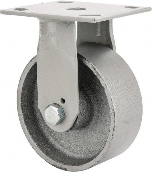 Fairbanks - 5" Diam x 2" Wide, Semi-Steel Rigid Caster - 1,000 Lb Capacity, Top Plate Mount, 4" x 4-1/2" Plate, Plain Bearing - Exact Tool & Supply