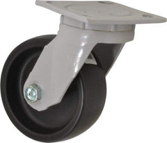 Fairbanks - 5" Diam x 2" Wide x 6-1/2" OAH Top Plate Mount Swivel Caster - Polyolefin, 550 Lb Capacity, Plain Bearing, 4 x 4-1/2" Plate - Exact Tool & Supply
