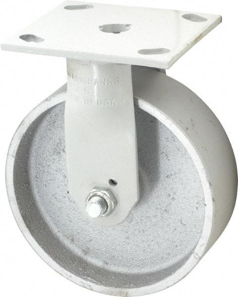 Fairbanks - 6" Diam x 2" Wide x 7-1/4" OAH Top Plate Mount Rigid Caster - Semi-Steel, 1,200 Lb Capacity, Plain Bearing, 4 x 4-1/2" Plate - Exact Tool & Supply