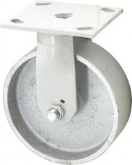 Fairbanks - 6" Diam x 2" Wide x 7-1/4" OAH Top Plate Mount Rigid Caster - Semi-Steel, 1,200 Lb Capacity, Plain Bearing, 4 x 4-1/2" Plate - Exact Tool & Supply