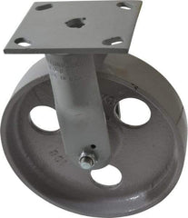 Fairbanks - 8" Diam x 2" Wide x 9-1/2" OAH Top Plate Mount Rigid Caster - Semi-Steel, 1,200 Lb Capacity, Roller Bearing, 4 x 4-1/2" Plate - Exact Tool & Supply