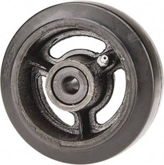 Fairbanks - 5 Inch Diameter x 2 Inch Wide, Rubber Caster Wheel - 350 Lb. Capacity, 2-3/16 Inch Hub Length, 1/2 Inch Axle Diameter, Delrin Bearing - Exact Tool & Supply