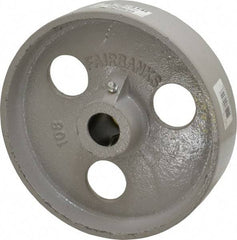 Fairbanks - 8 Inch Diameter x 2 Inch Wide, Cast Iron Caster Wheel - 1,400 Lb. Capacity, 2-3/16 Inch Hub Length, 3/4 Inch Axle Diameter, Roller Bearing - Exact Tool & Supply