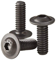 Made in USA - #8-32 UNC Hex Socket Drive, Button Screw - Alloy Steel, Black Oxide Finish, Fully Threaded, 1/4" Length Under Head - Exact Tool & Supply
