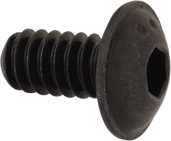 Made in USA - #10-24 UNC Hex Socket Drive, Button Screw - Alloy Steel, Black Oxide Finish, Fully Threaded, 3/8" Length Under Head - Exact Tool & Supply