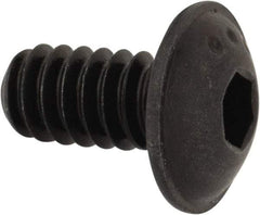 Made in USA - #10-24 UNC Hex Socket Drive, Button Screw - Alloy Steel, Black Oxide Finish, Fully Threaded, 3/8" Length Under Head - Exact Tool & Supply