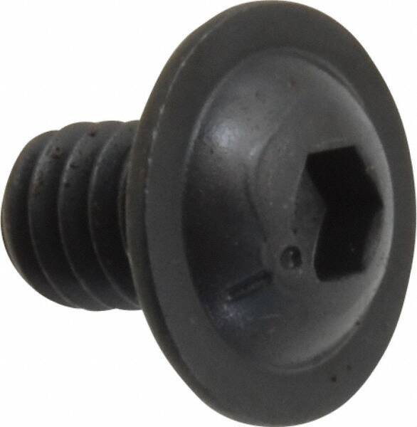 Made in USA - 1/4-20 UNC Hex Socket Drive, Button Screw - Alloy Steel, Black Oxide Finish, Fully Threaded, 3/8" Length Under Head - Exact Tool & Supply