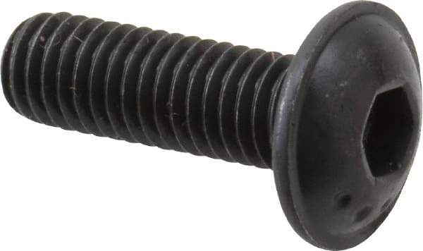 Made in USA - #10-32 UNF Hex Socket Drive, Button Screw - Alloy Steel, Black Oxide Finish, Fully Threaded, 5/8" Length Under Head - Exact Tool & Supply