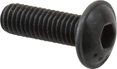 Made in USA - #10-32 UNF Hex Socket Drive, Button Screw - Alloy Steel, Black Oxide Finish, Fully Threaded, 5/8" Length Under Head - Exact Tool & Supply