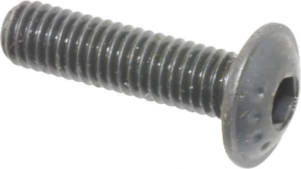Made in USA - #10-32 UNF Hex Socket Drive, Button Screw - Alloy Steel, Black Oxide Finish, Fully Threaded, 3/4" Length Under Head - Exact Tool & Supply