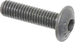 Made in USA - #10-32 UNF Hex Socket Drive, Button Screw - Alloy Steel, Black Oxide Finish, Fully Threaded, 3/4" Length Under Head - Exact Tool & Supply