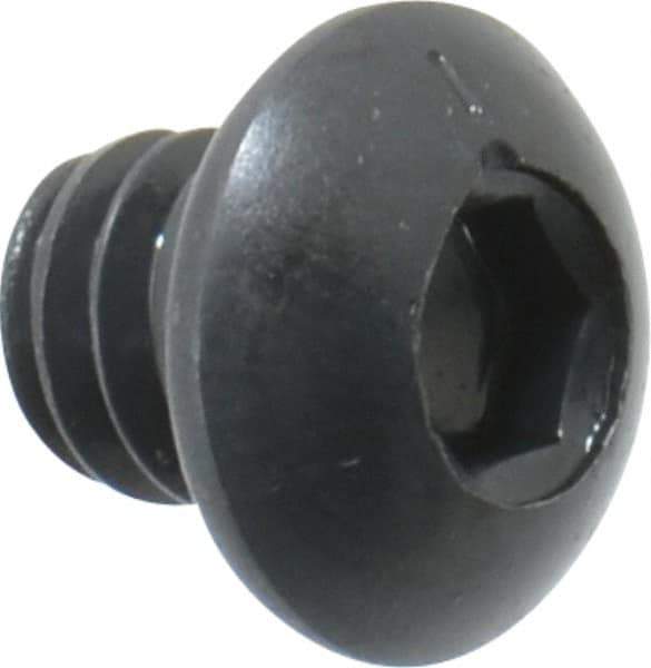 Made in USA - 1/4-20 UNC Hex Socket Drive, Button Screw - Alloy Steel, Black Oxide Finish, Fully Threaded, 1/4" Length Under Head - Exact Tool & Supply