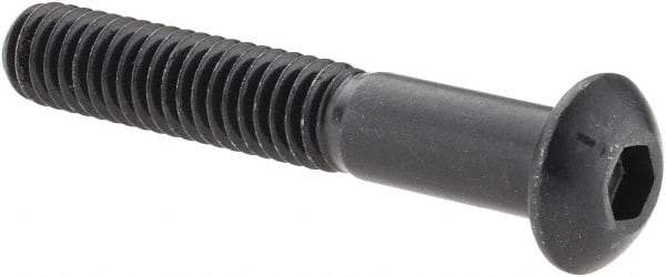 Made in USA - 5/16-18 UNC Hex Socket Drive, Button Screw - Alloy Steel, Black Oxide Finish, Fully Threaded, 2" Length Under Head - Exact Tool & Supply