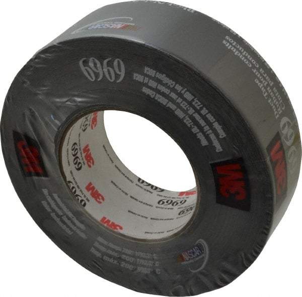 3M - 2" x 55m Black Duct Tape - 10.7 mil, Rubber Adhesive, Polyethylene Film Backing, 32 Lb/ln Tensile Strength, 200°F Max, Series 6969 - Exact Tool & Supply