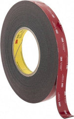 3M - 3/4" x 15 Yd Acrylic Adhesive Double Sided Tape - 45 mil Thick, Black, Acrylic Foam Liner, Continuous Roll, Series 5952 - Exact Tool & Supply