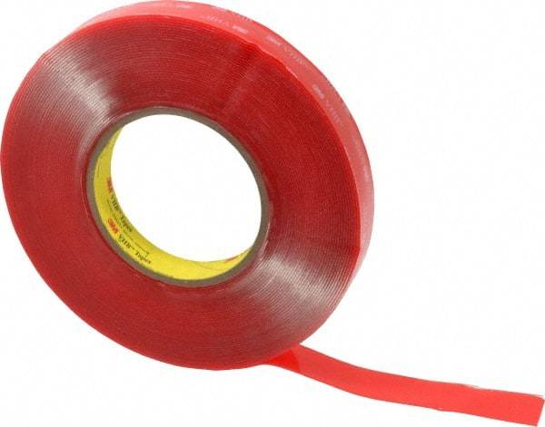 3M - 3/4" x 15 Yd Acrylic Adhesive Double Sided Tape - 40 mil Thick, Clear, Acrylic Foam Liner, Continuous Roll, Series 4910 - Exact Tool & Supply