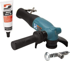 Dynabrade - 4-1/2" Wheel Diam, 12,000 RPM, Pneumatic Angle & Disc Grinder - 5/8-11 Spindle, 43 CFM, Rear Exhaust - Exact Tool & Supply
