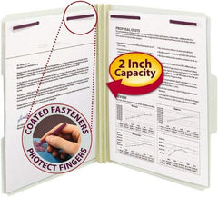 SMEAD - 8-1/2 x 11", Letter Size, Gray/Green, File Folders with Top Tab Fastener - 1/3 Tab Cut Location - Exact Tool & Supply