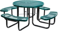 Vestil - 81-1/4" Long x 81-1/4" Wide x 29" High Stationary Activity/Utility Table without Back Rests - Green, Steel - Exact Tool & Supply