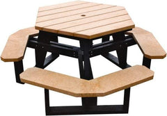 Vestil - 69-1/2" Long x 69-1/2" Wide x 30-1/2" High Stationary Activity/Utility Table without Back Rests - ADA Version - Cedar & Black, Plastic - Exact Tool & Supply