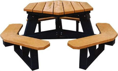 Vestil - 69-1/2" Long x 69-1/2" Wide x 30-1/2" High Stationary Activity/Utility Table without Back Rests - Cedar & Black, Plastic - Exact Tool & Supply