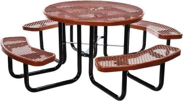 Vestil - 81-1/4" Long x 81-1/4" Wide x 29" High Stationary Activity/Utility Table without Back Rests - Brown, Steel - Exact Tool & Supply